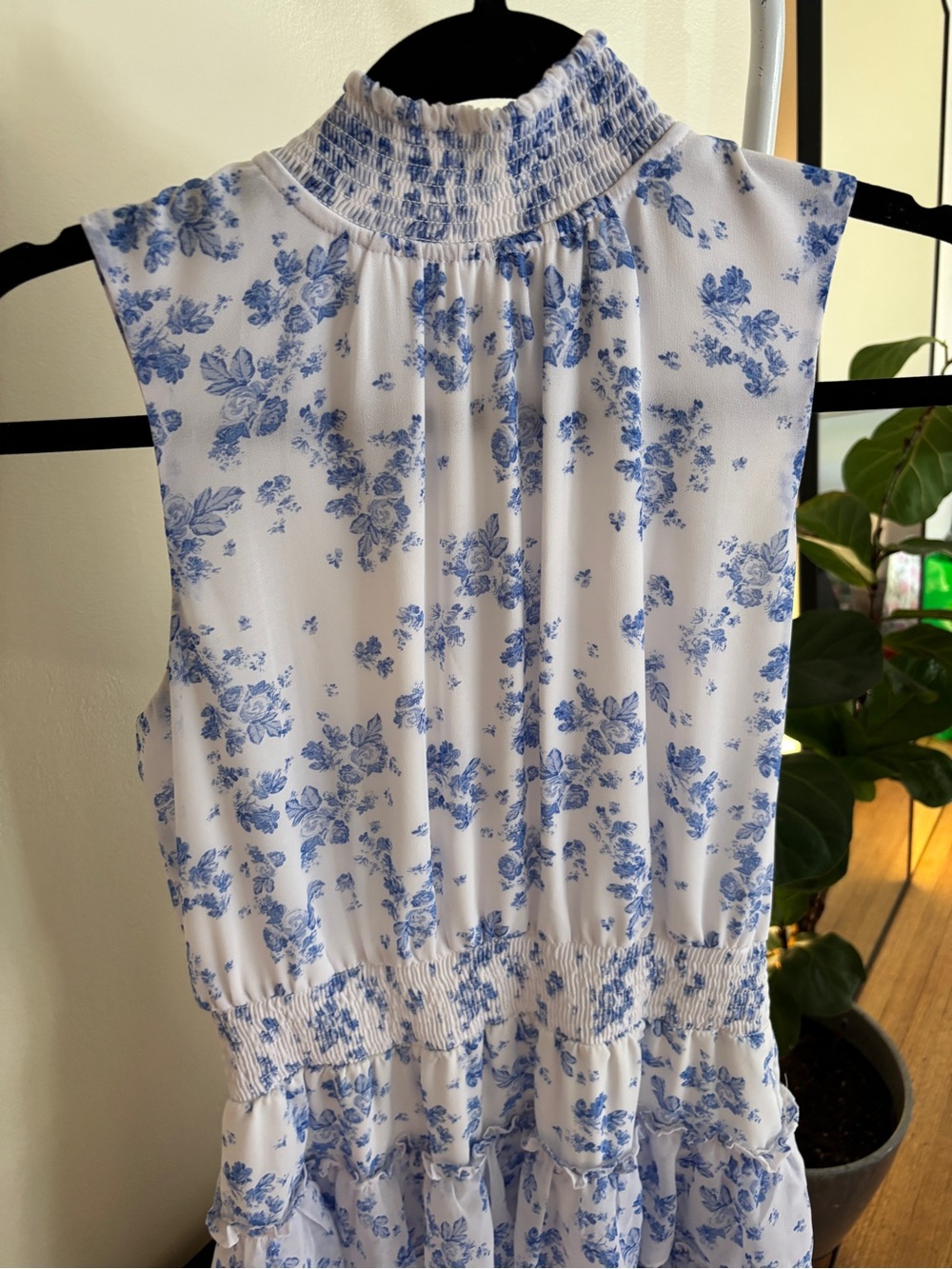 1. State White Halter Mini Dress with Blue Floral Print